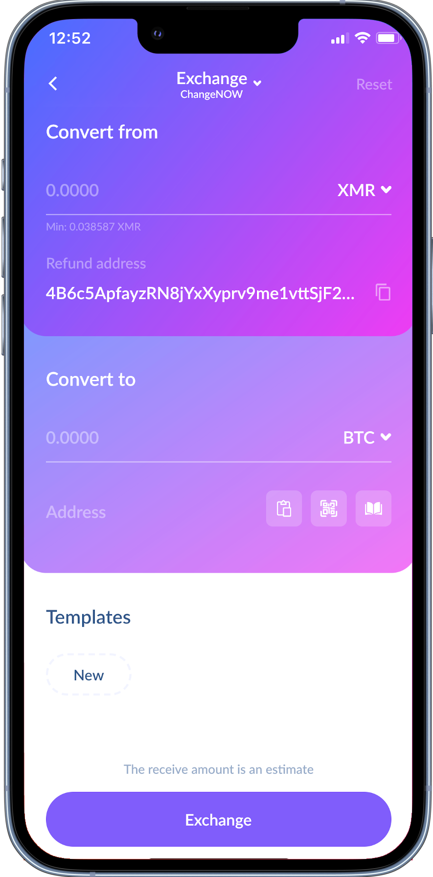 Exchange screenshot